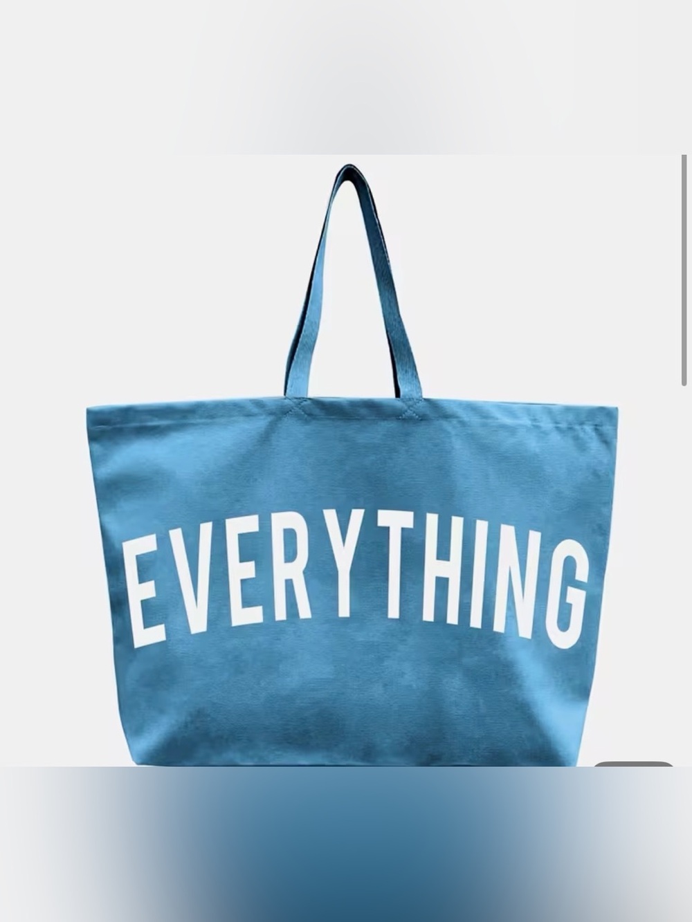 Source Unknown Blue Canvas Tote with 'EVERYTHING' Print
